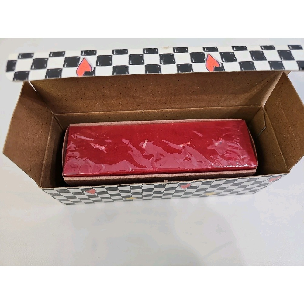 New -VTG 2000 -7 in Long - 4 Wick Red Loaf Candle‎ with 1 in Black Metal Holder
